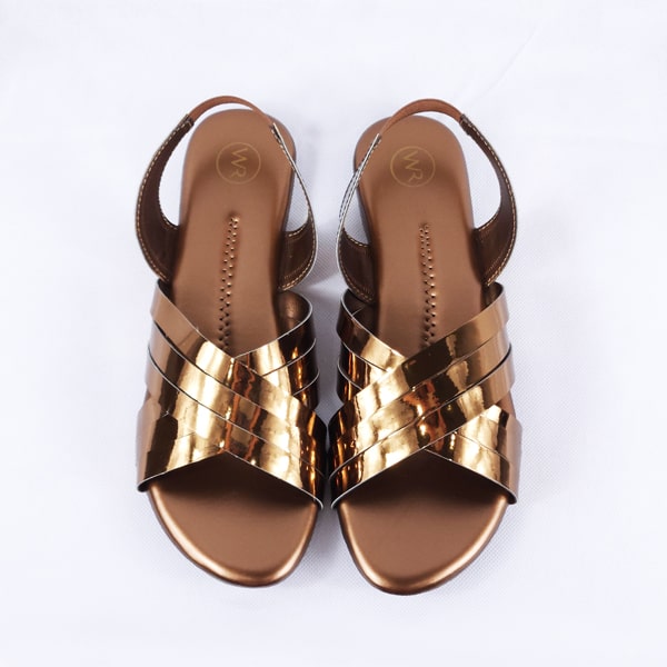 Cindal gold sandals flat
