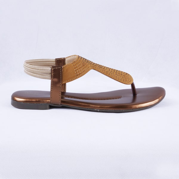 Elysia Copper Flat Sandals for Women With Ankle Straps